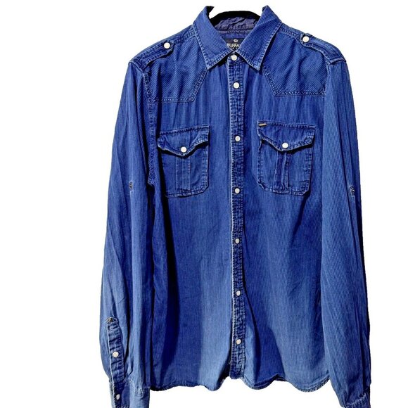 Buffalo western blue jean style button down mens size XL shirt - Picture 2 of 5